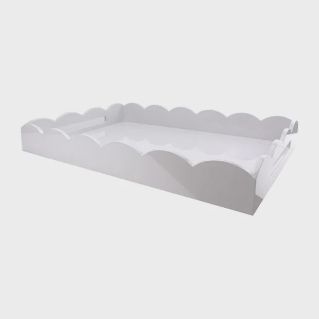 Large Lacquered Scallop Ottoman Tray | White