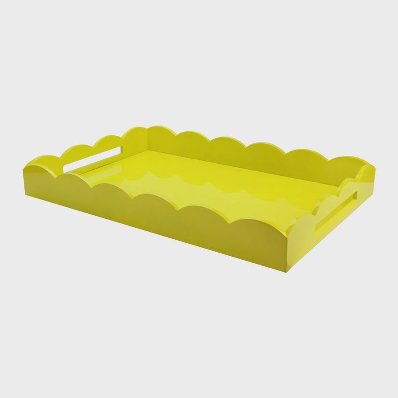 Large Lacquered Scallop Ottoman Tray - Yellow