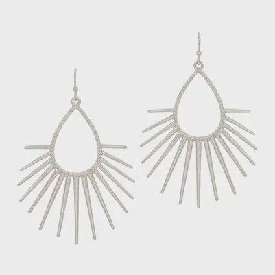 Matte Silver Spiked Teardrop 2&quot; Earring