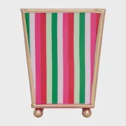 Joy Stripe Enameled Square Cachepot Planter Multi-Color