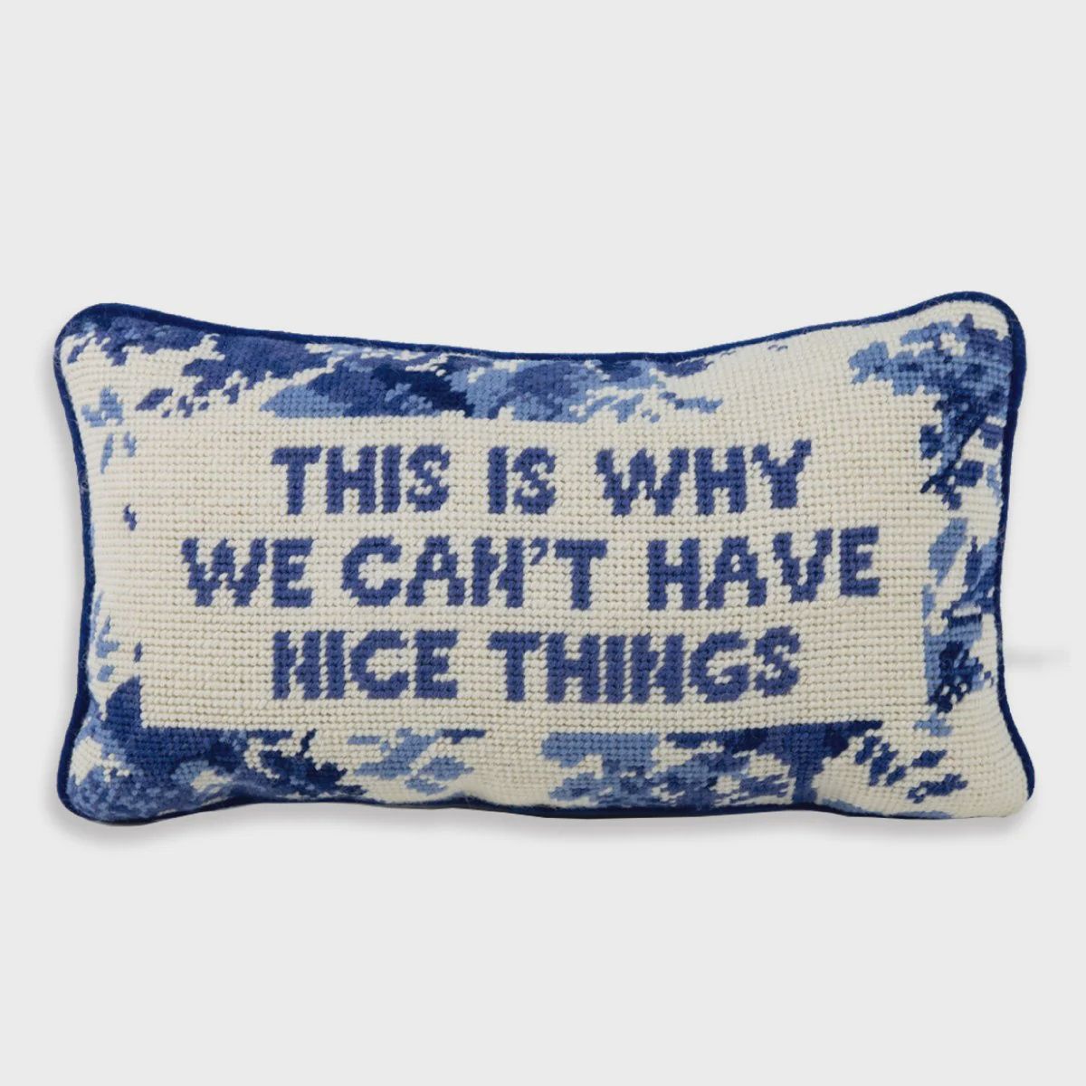 Nice Things Needlepoint Pillow | 8"x14"