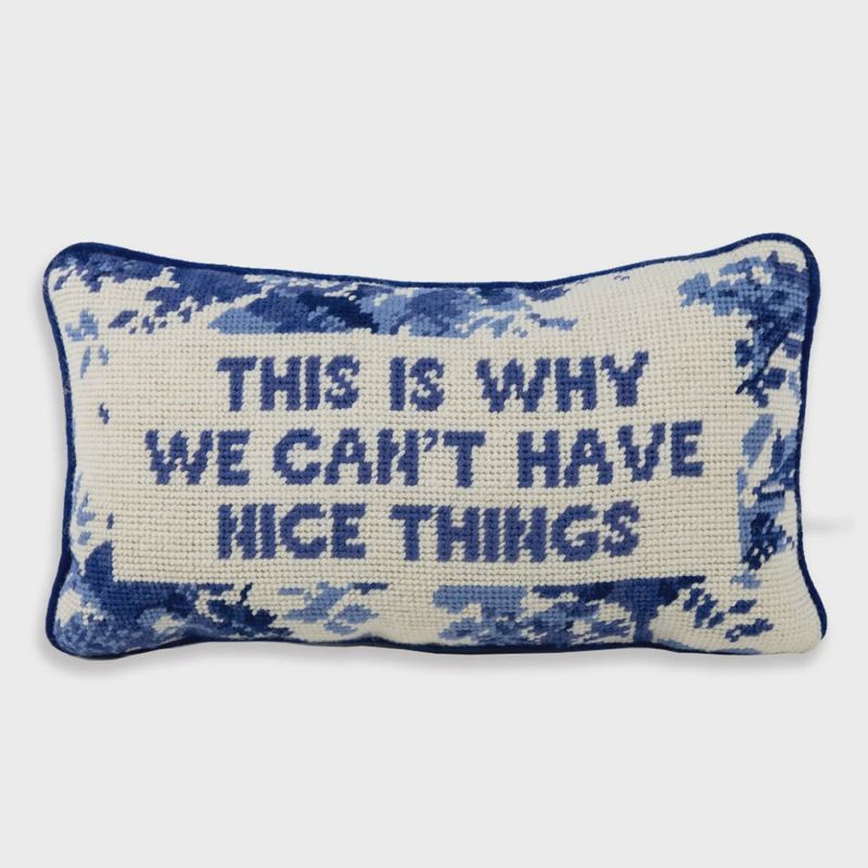 Nice Things Needlepoint Pillow | 8"x14"