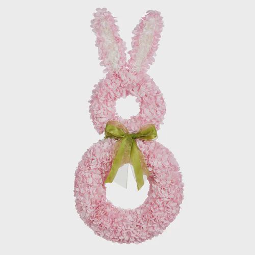 Pink Hydrangea Bunny Wreath