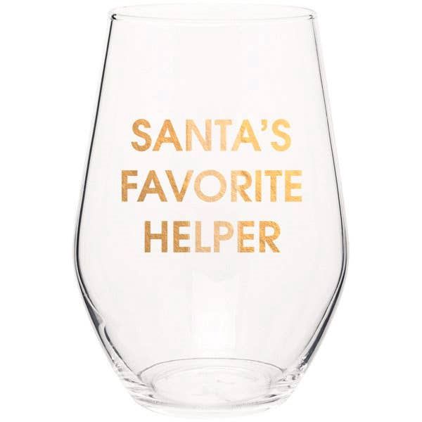 Santa&#39;s Favorite Helper Stemless Wine Glass