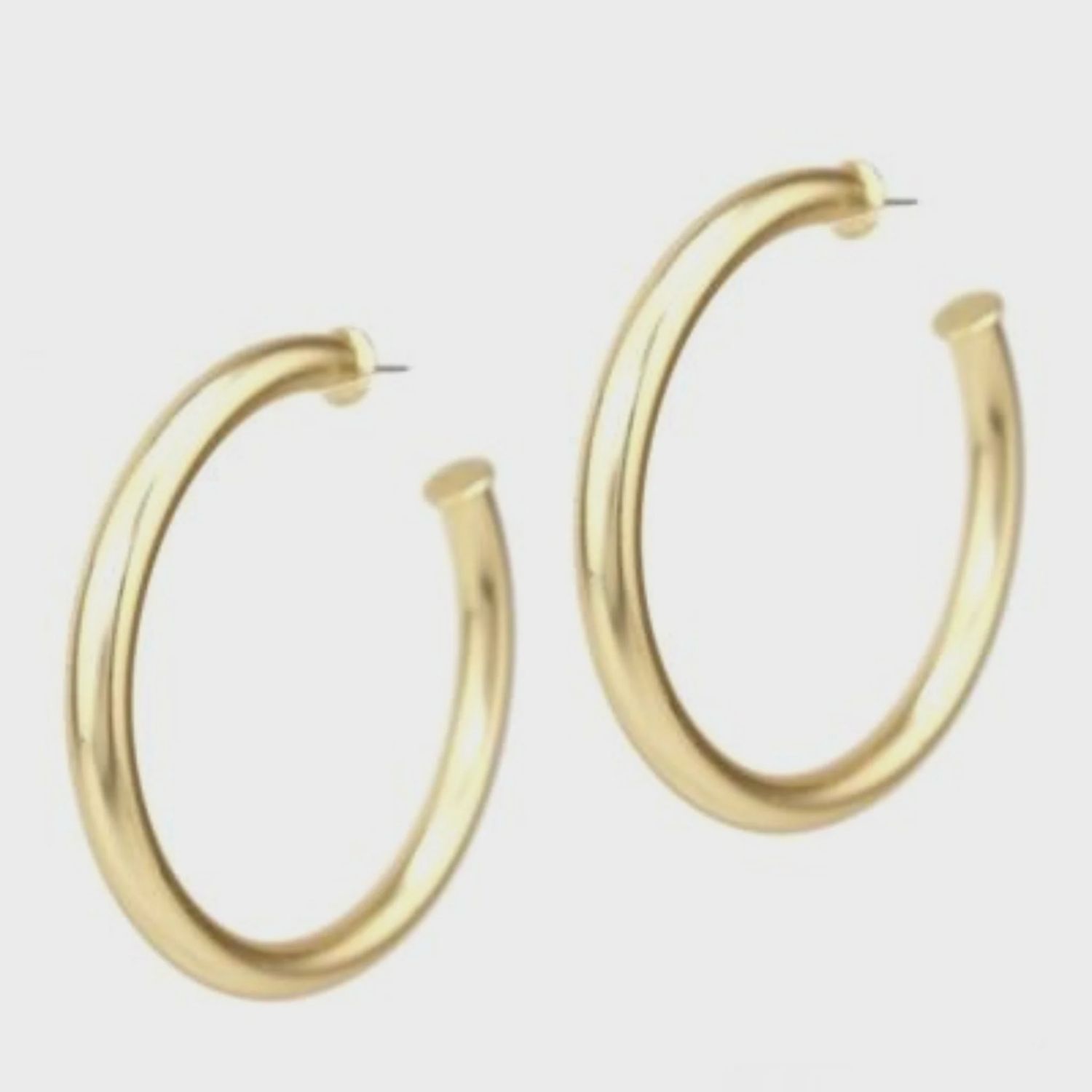Satin Gold 2.25&quot; Stud Hoop Earring