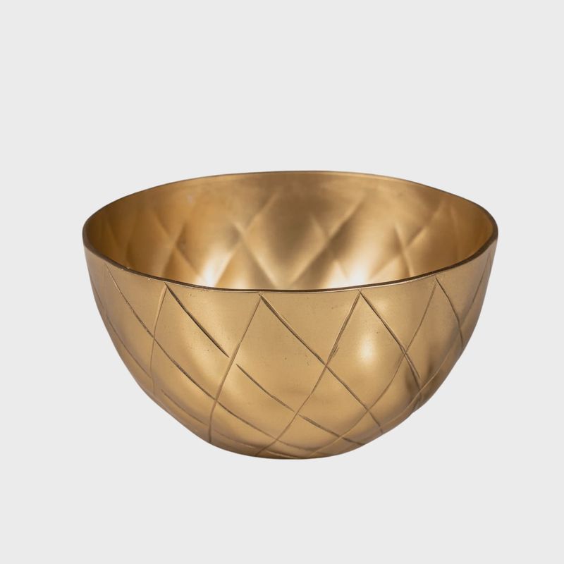 Satin Gold Etched Crosshatch Bowl