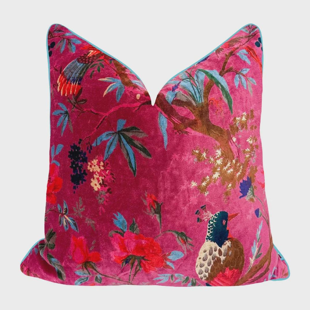 Magenta Rajmahal Velvet Accent Pillow | 20&quot;x20&quot;