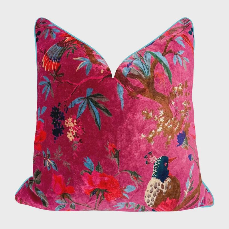 Magenta Rajmahal Velvet Accent Pillow | 20&quot;x20&quot;