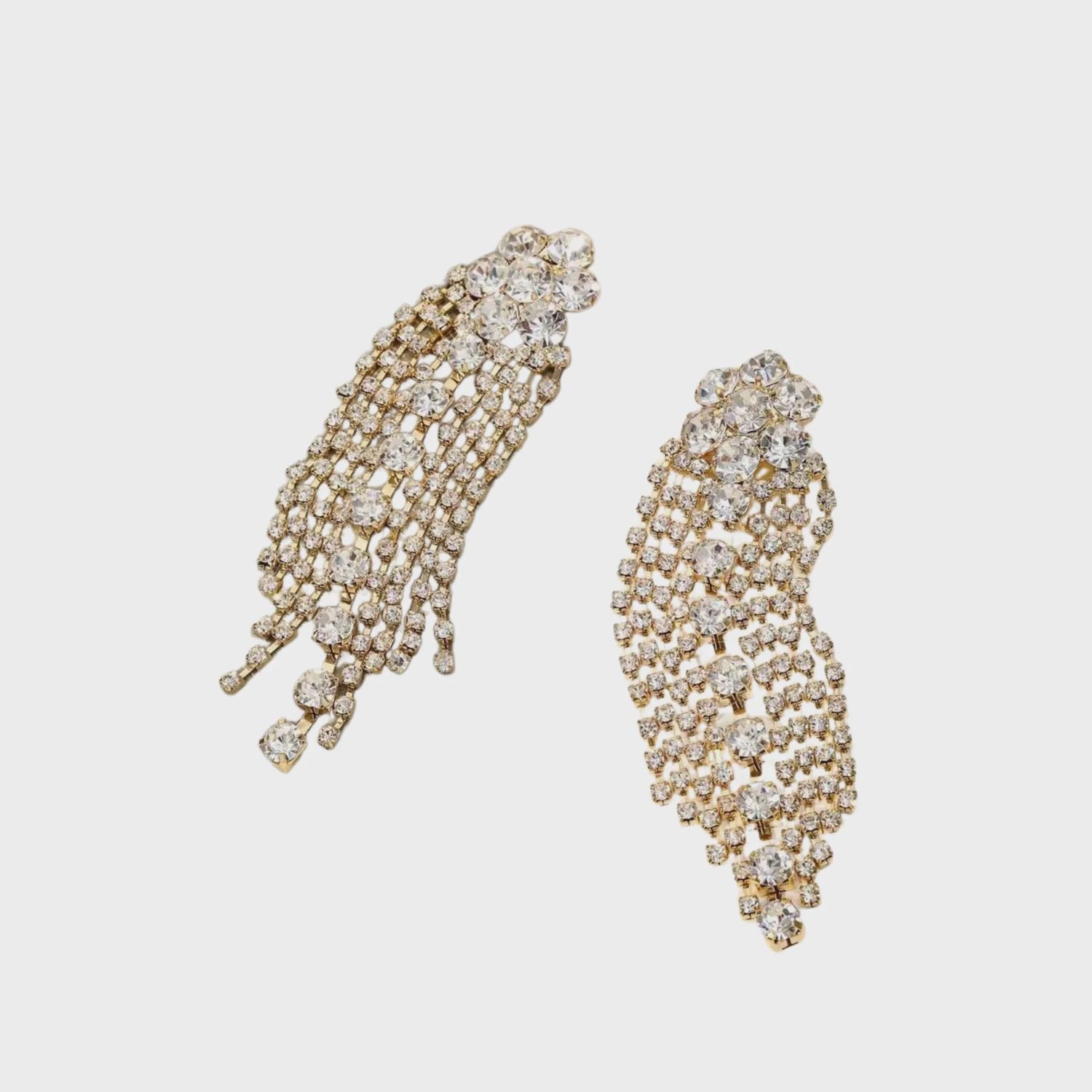 Rhinestone Flower Fringe Earrings