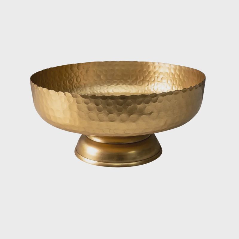 Pedestal Gold Hammered Bowl