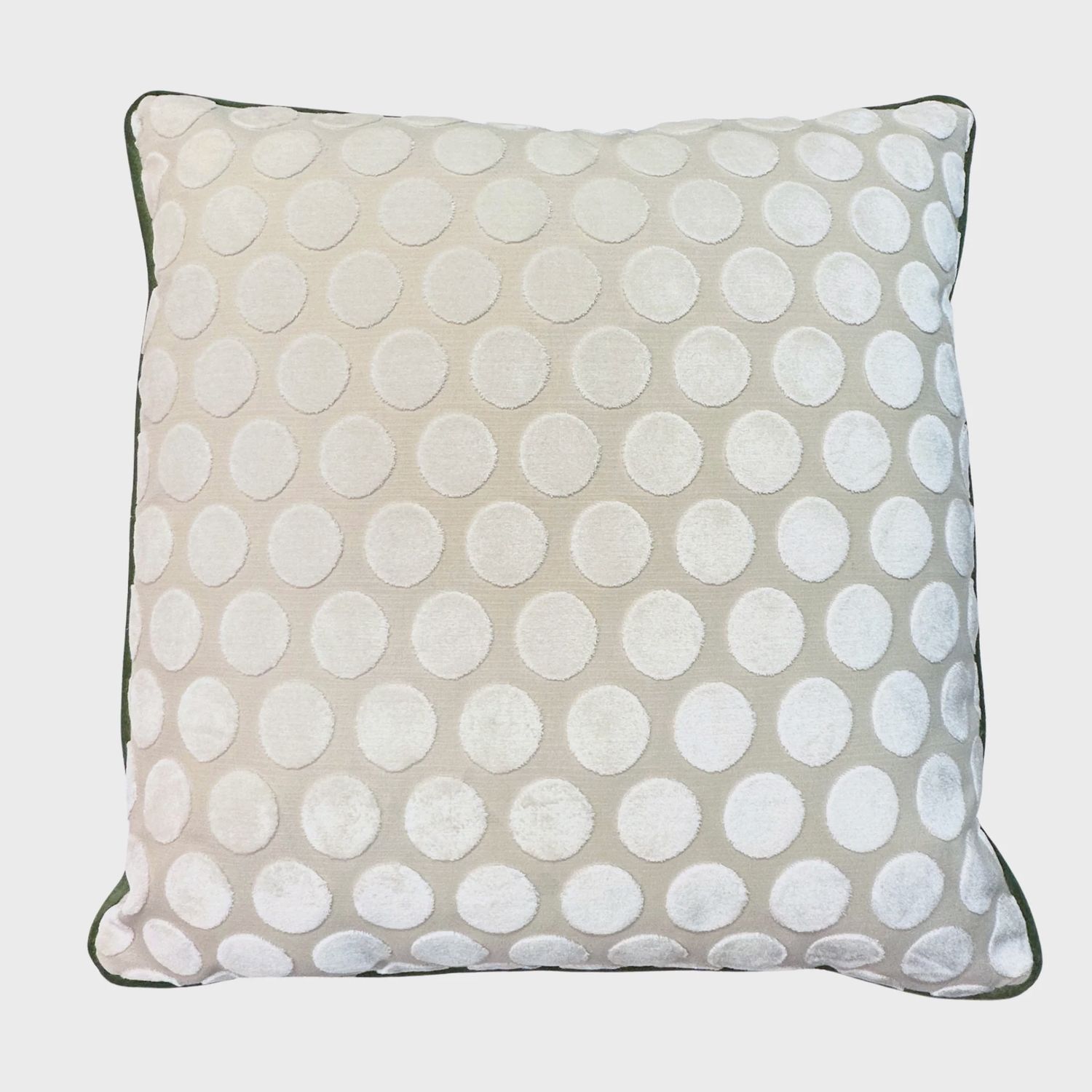White Dot With Green Piping Accent Pillow | 22"x22"