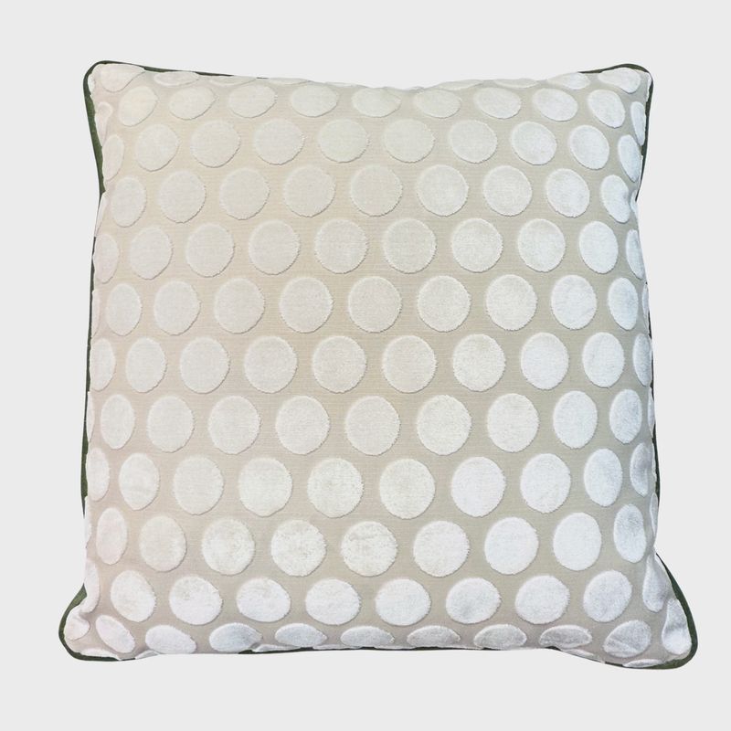 White Dot With Green Piping Accent Pillow | 22"x22"