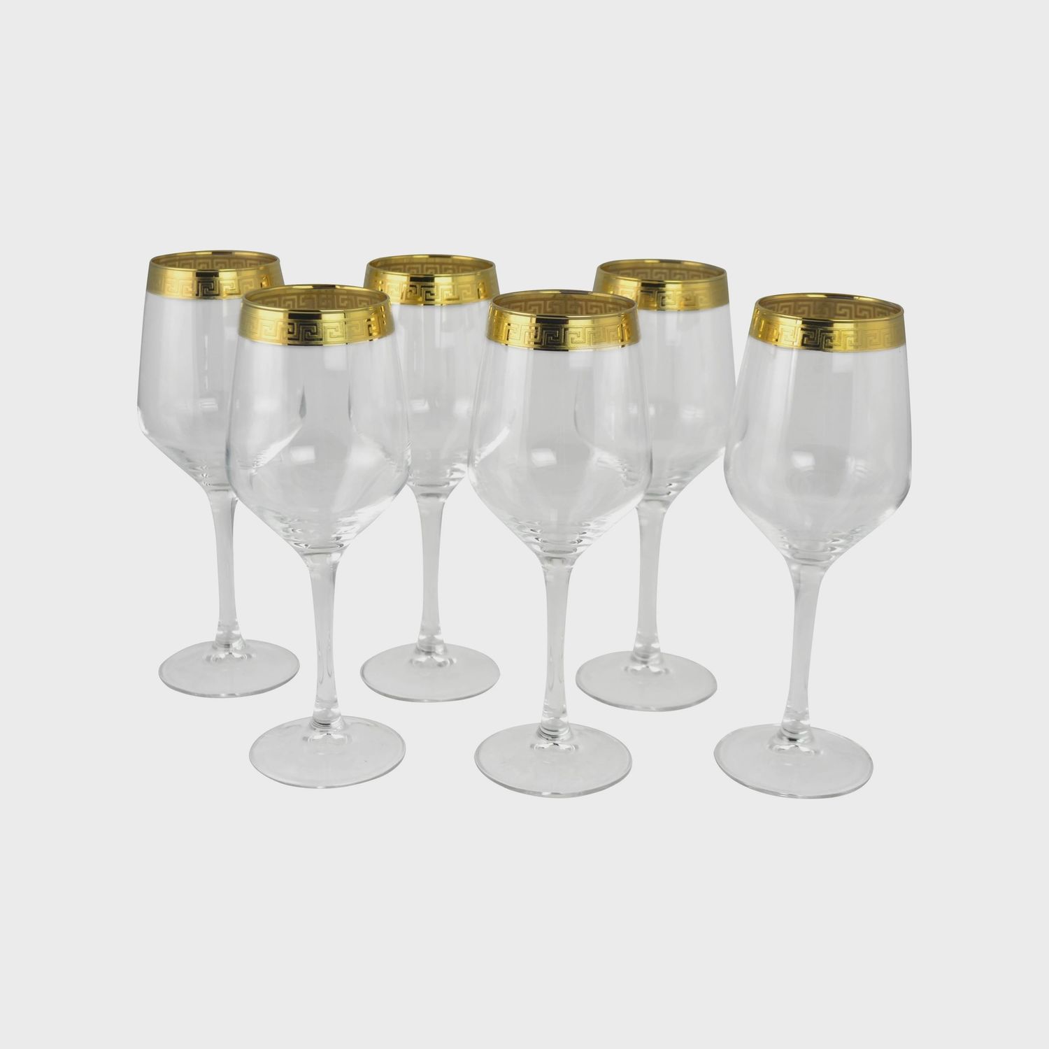 Wine Glass with Gold Greek Key Design