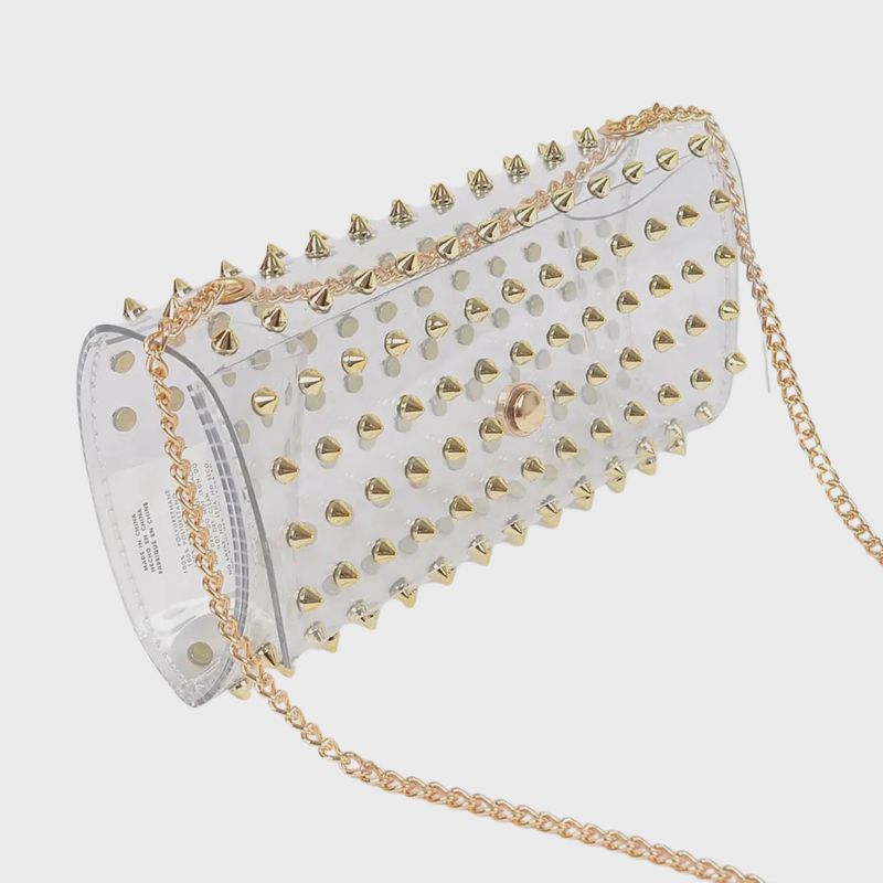Spike Studded Clear Clutch