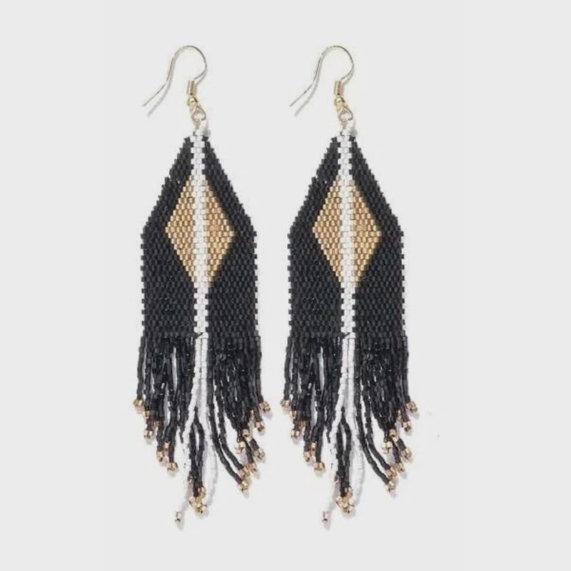 Black &amp; Gold Beaded Earrings