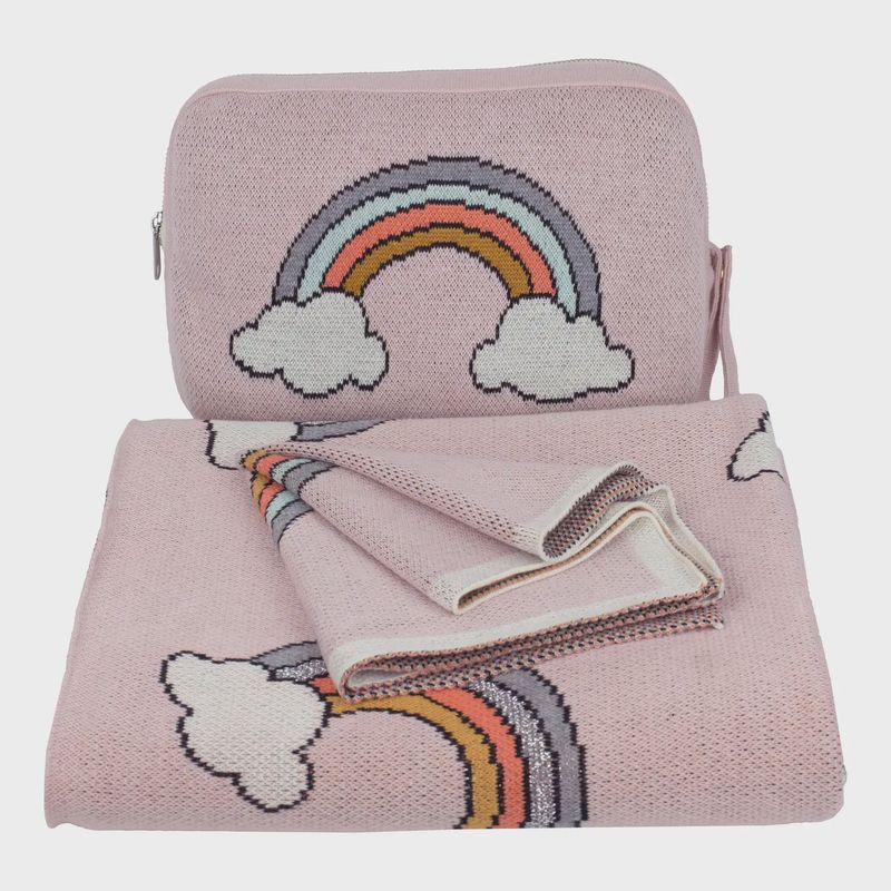 Travel Blanket For Babies/Toddlers | Rainbow/Pink Combo