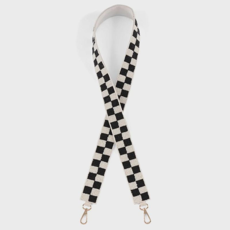 Beaded Black &amp; White &quot;Checkered&quot; Handbag Strap