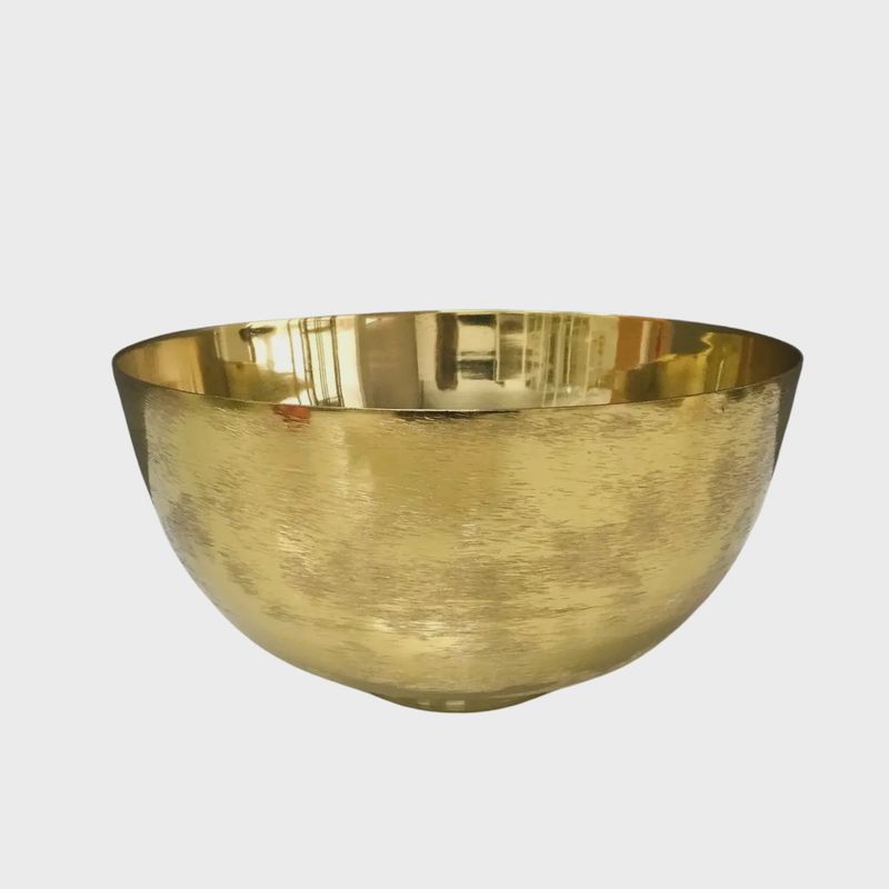 Large Gold Round Etched &amp; Polished Bowl