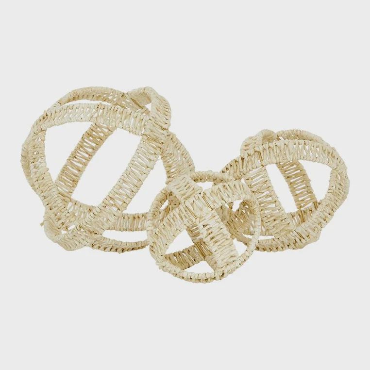 Cream Metal Geometric Woven Sphere (3 Size Options)