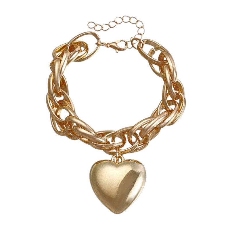 Normcore Chains Heart Charm Bracelet | Gold