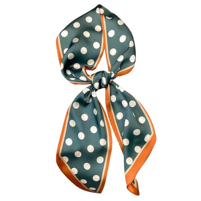 Vintage Polka-Dot Striped Printed Scarf | Blue &amp; Orange