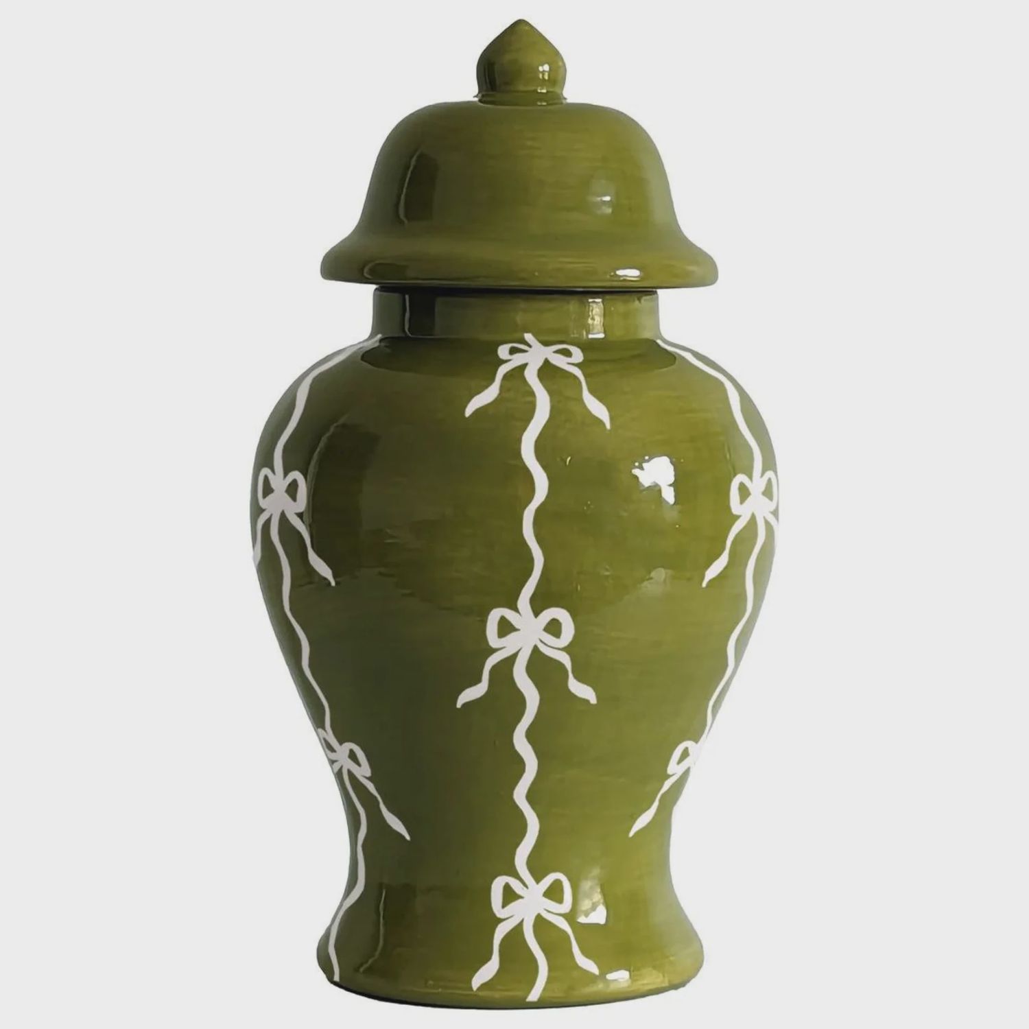 Bow Stripe Ginger Jar | Moss Green