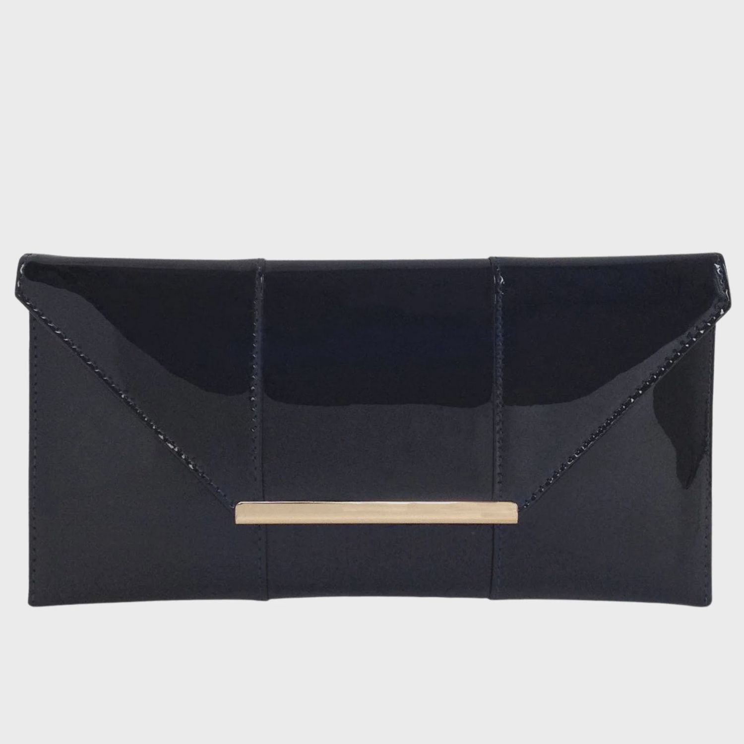 Faux Patent Leather Envelope Candy Clutch | Black