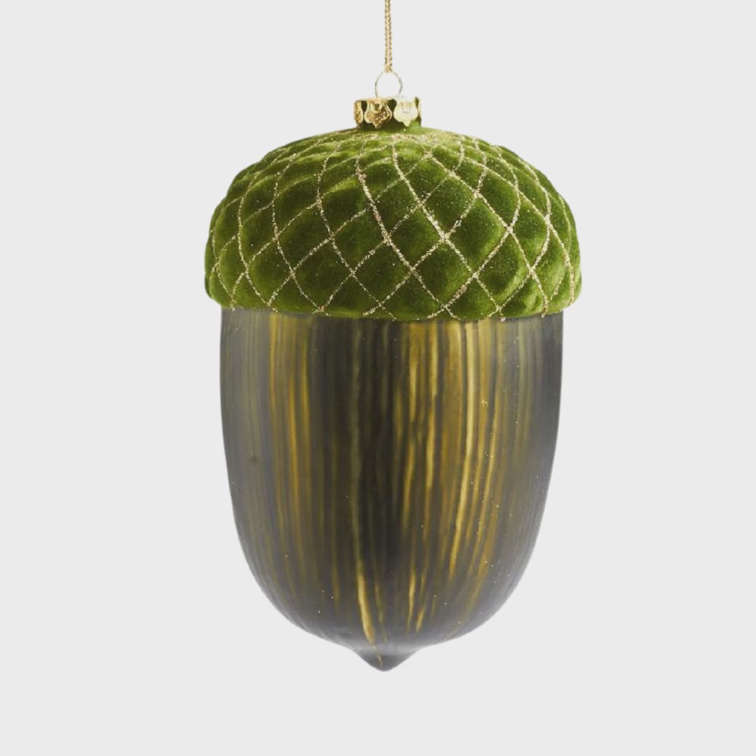 6&quot; Green Acorn Glass Ornament