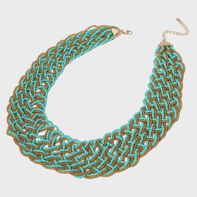 Bold Seed Beaded Collar Necklace | Turquoise