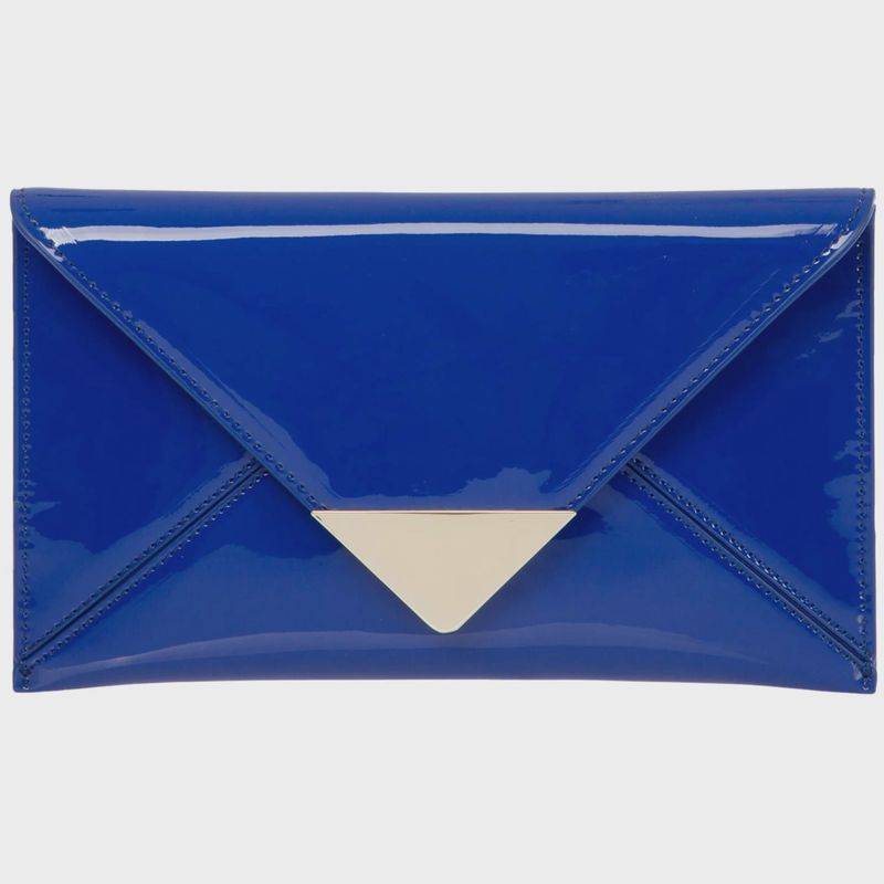 Faux Patent Leather Glossy Envelope Clutch | Royal Blue