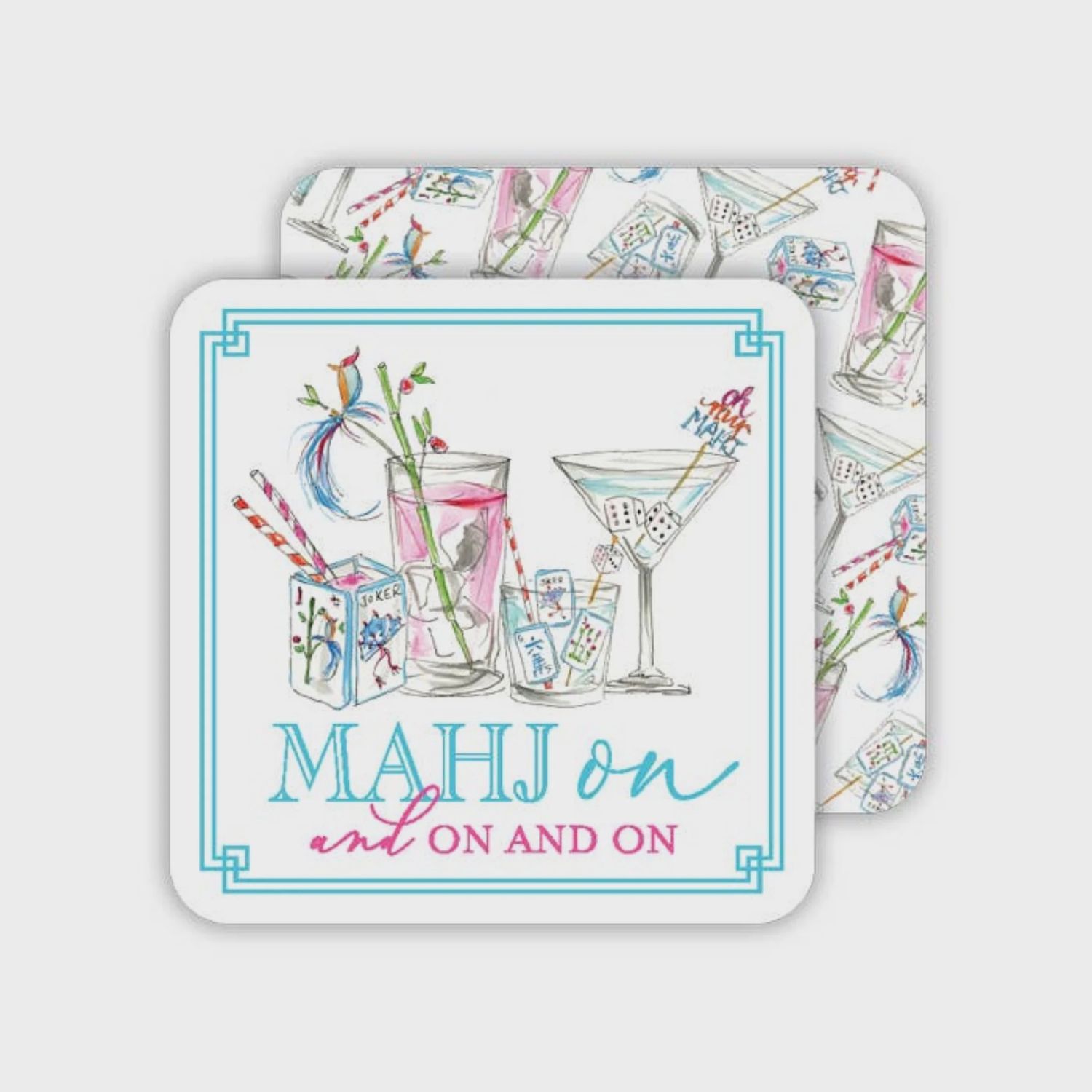 Mahjong Cocktails Square Coasters | Set Of 20