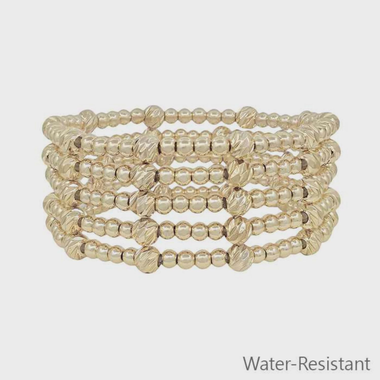 Water Resistant Textured Beaded Stretch Bracelets | Set of 5