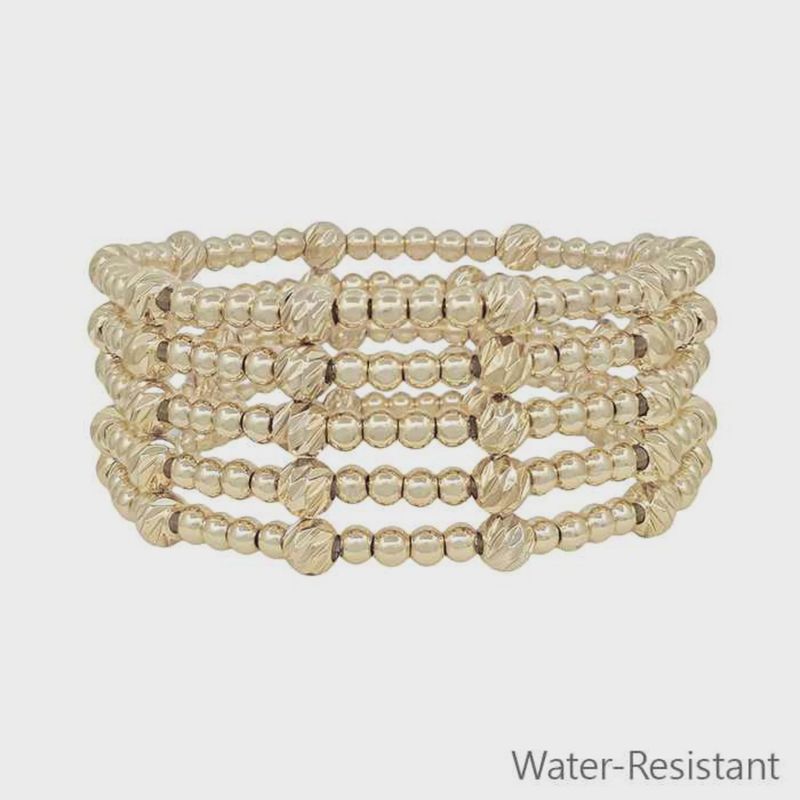 Water Resistant Textured Beaded Stretch Bracelets | Set of 5