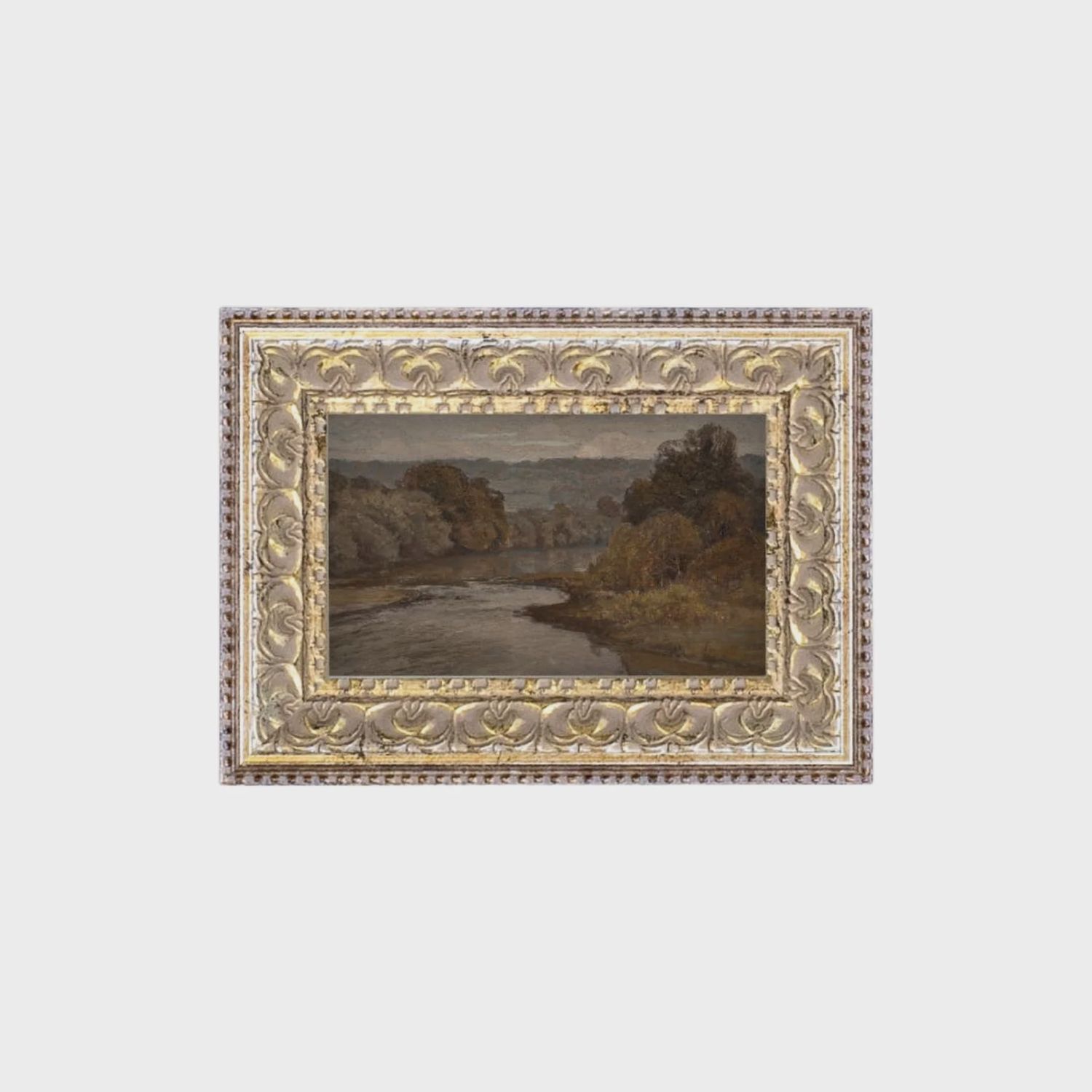 Autumn River Framed Antique Art: 7x5