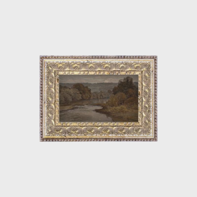 Autumn River Framed Antique Art: 7x5