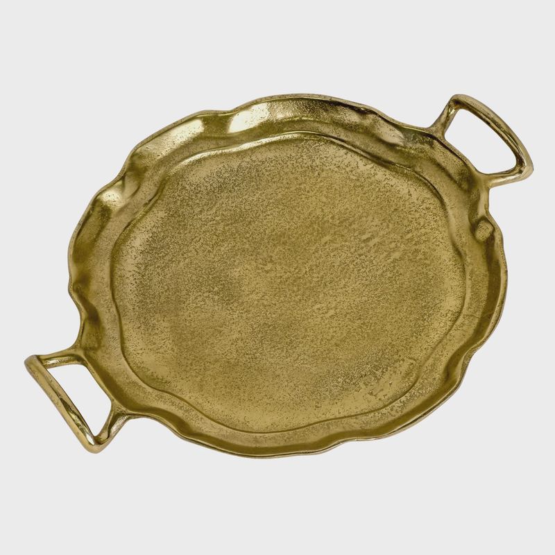 Gilded Round Tray with Handles