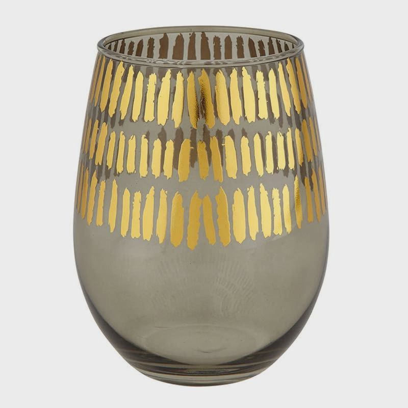 Gold &amp; Grey Stemless Glass