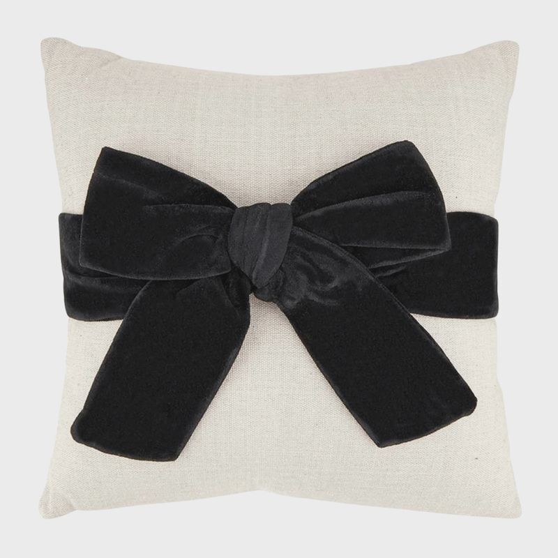 Velvet Bow Pillow - Black