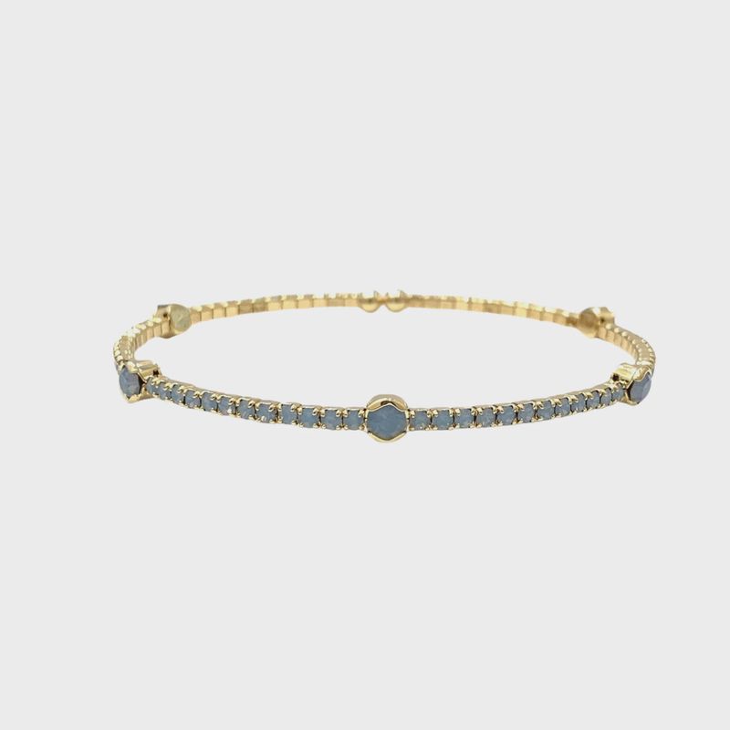 Single Row Bangle | Blue Opal