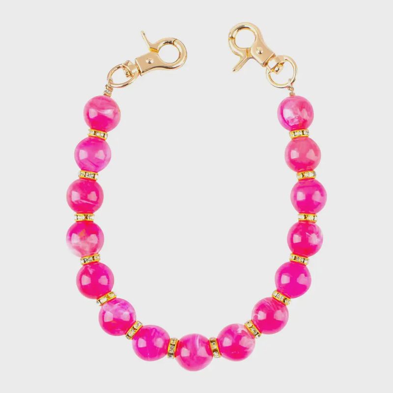 Beaded Phone Strap | Hot Pink with Gold Accents