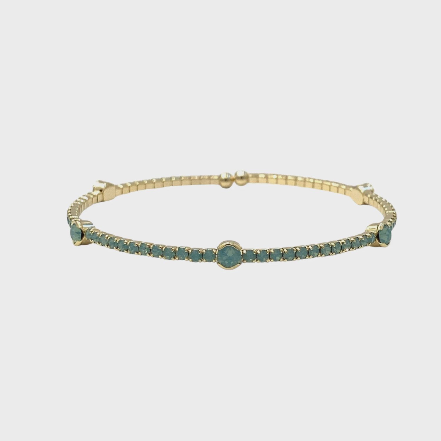 Single Row Bangle | Green Opal
