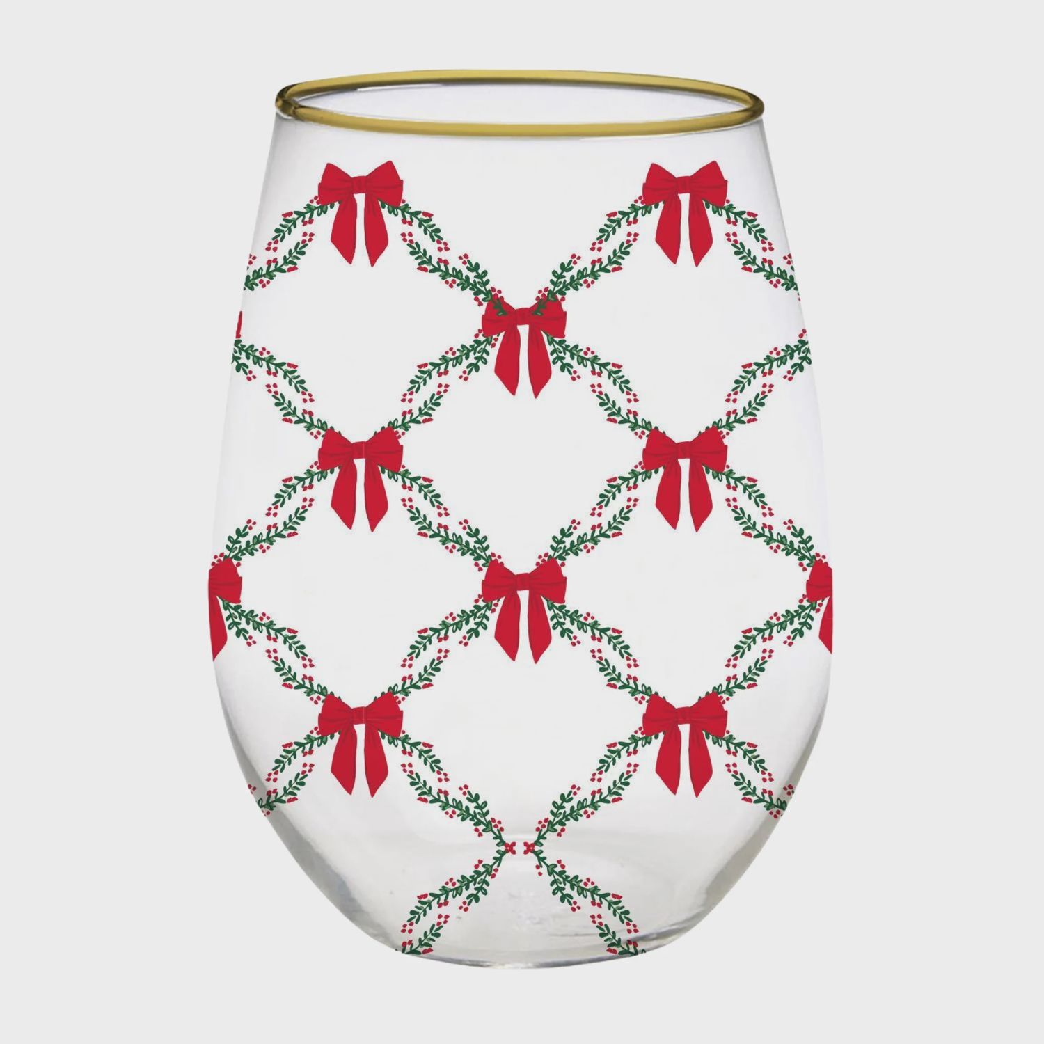 Stemless Wine Holiday Glass