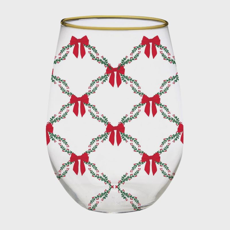 Stemless Wine Holiday Glass