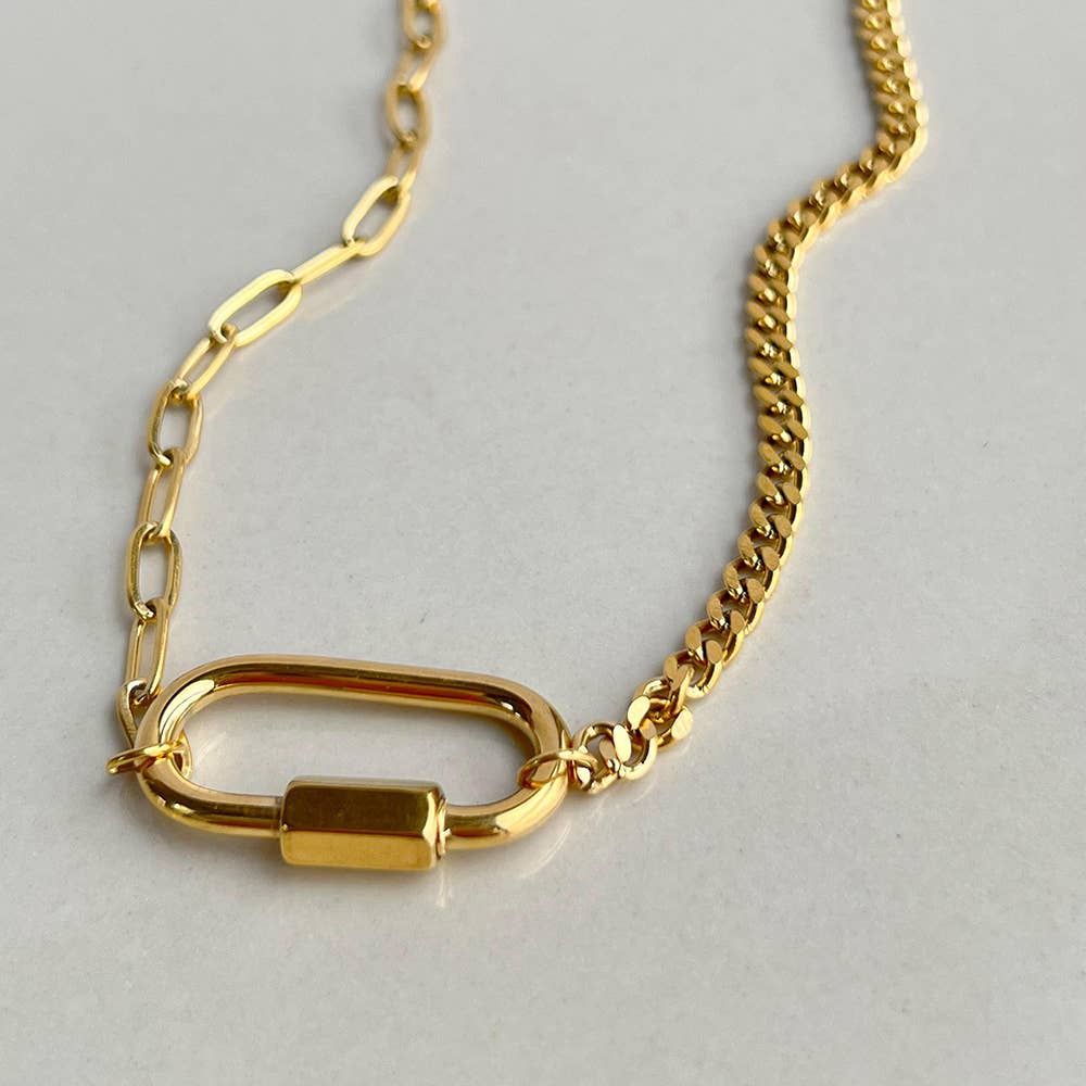 Carabiner Amulet Mixed Metal Stainless Steel necklace: Medium