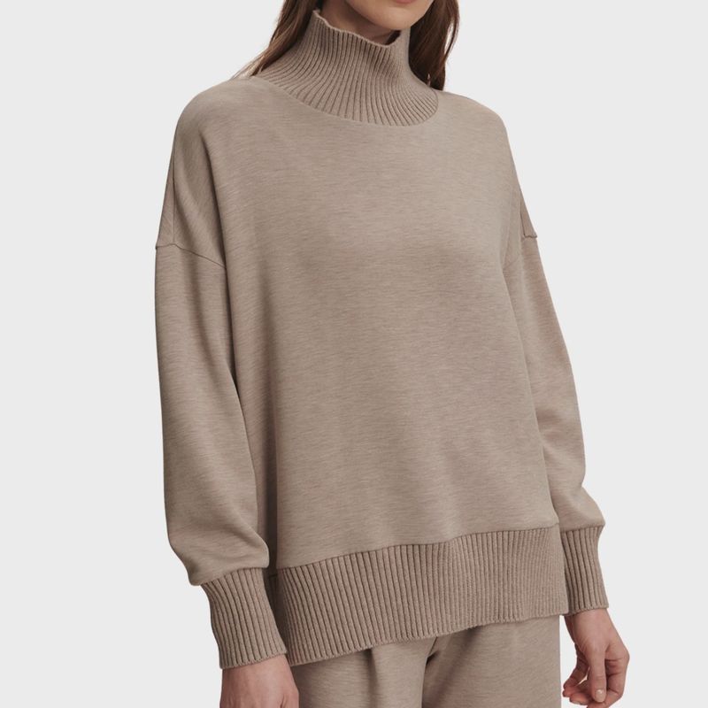 Barker High Neck Sweat | Taupe Marl