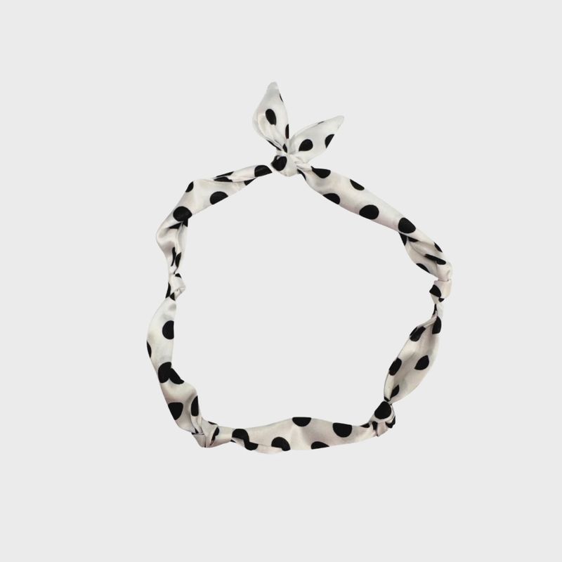 Scarf Bandana for Charm Necklace DIY | White with Black Polka Dot