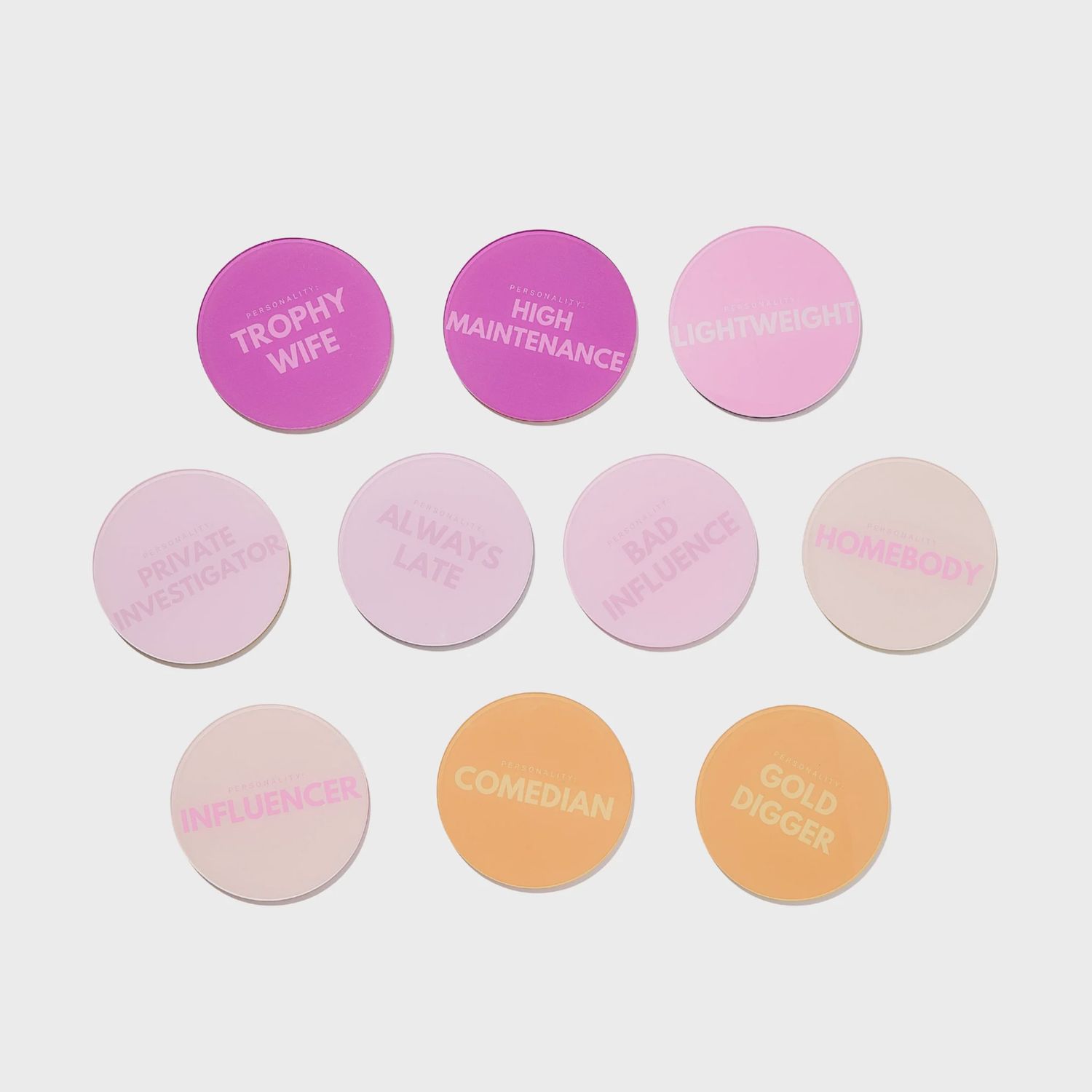 Personality Coasters- 10 Options