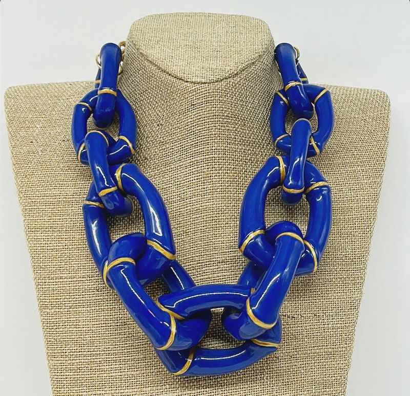 Parker Kennedy- The Michelle Blue Bamboo Link Necklace