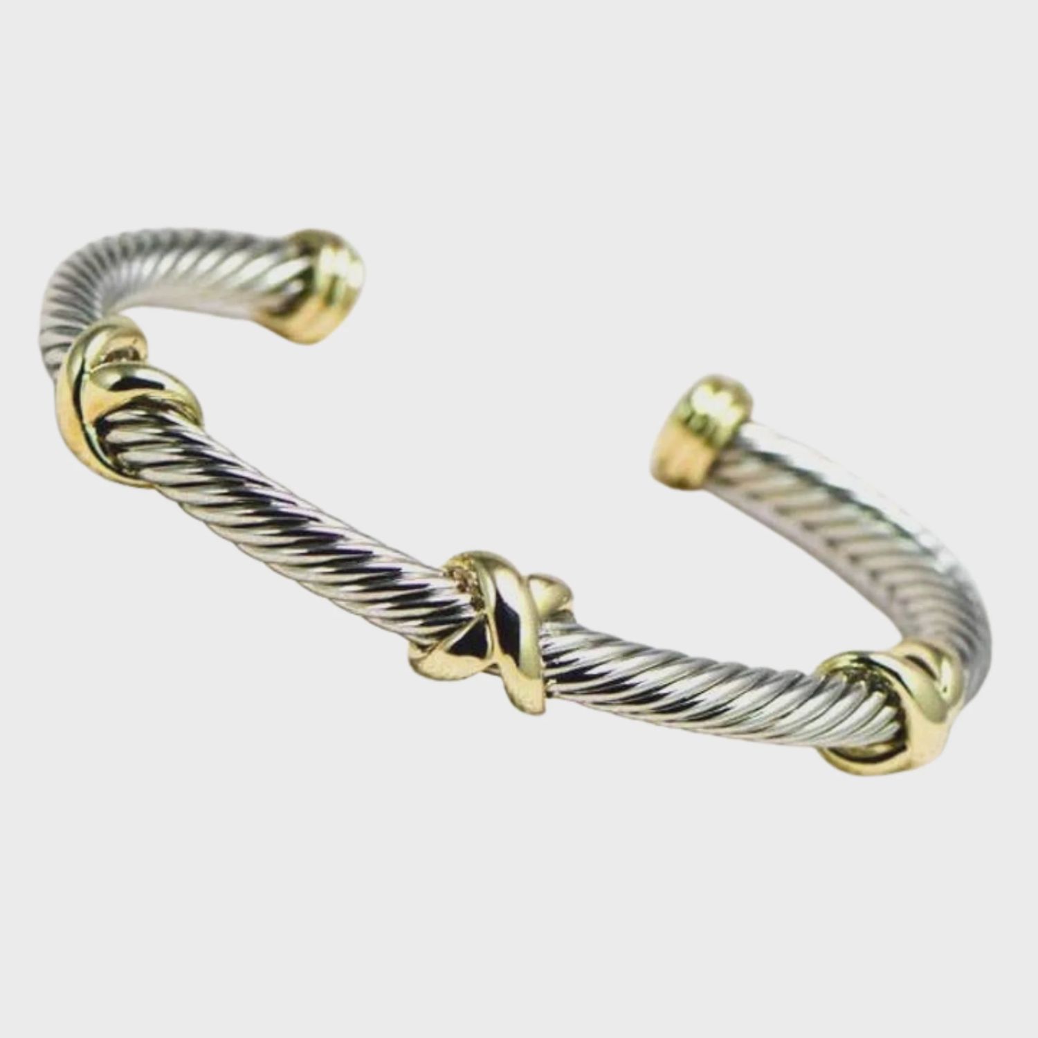 Twist Cable Cuff Bracelet with Gold X Accents