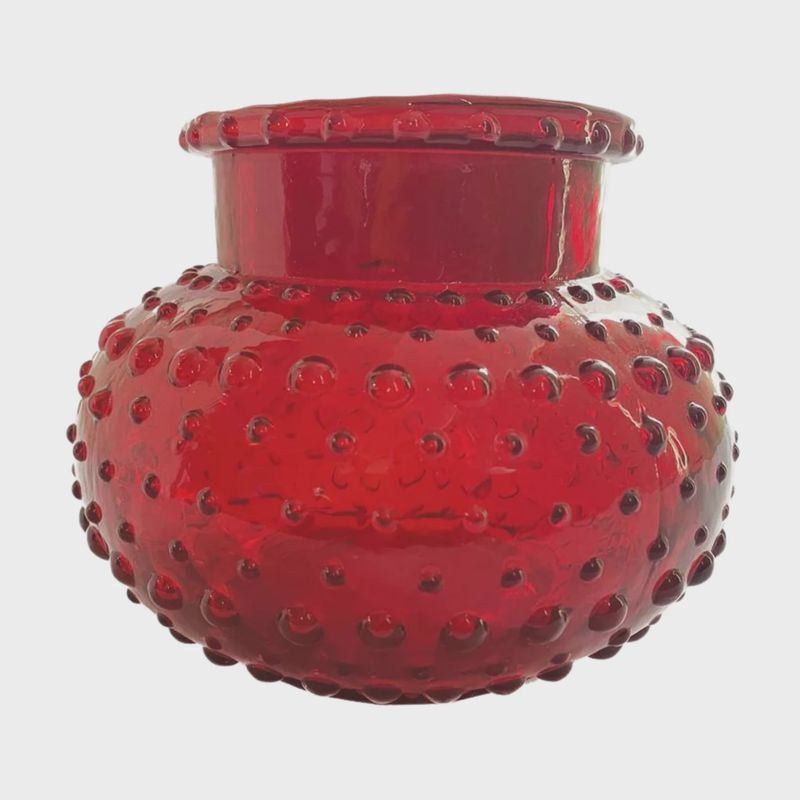 Glass Hobnail Vase | Red